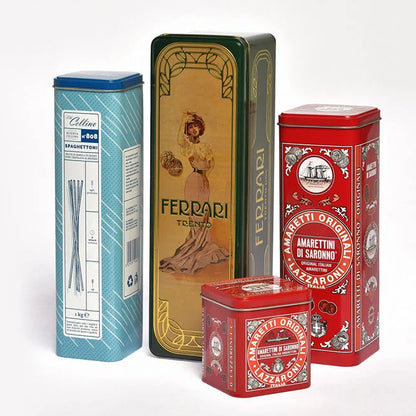 Custom printed tin cans by Pinlord.com, featuring personalized designs on durable metal containers for branding or gift purposes.