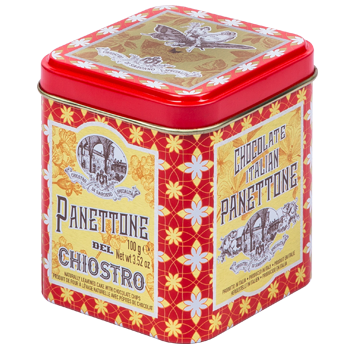 Custom tin can with a metallic finish, featuring a blank label area, designed for packaging or storage by Pinlord.com.