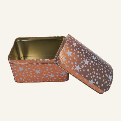 Custom tin can by Pinlord.com with personalized design, featuring a sleek silver tin can for packaging or gifting.
