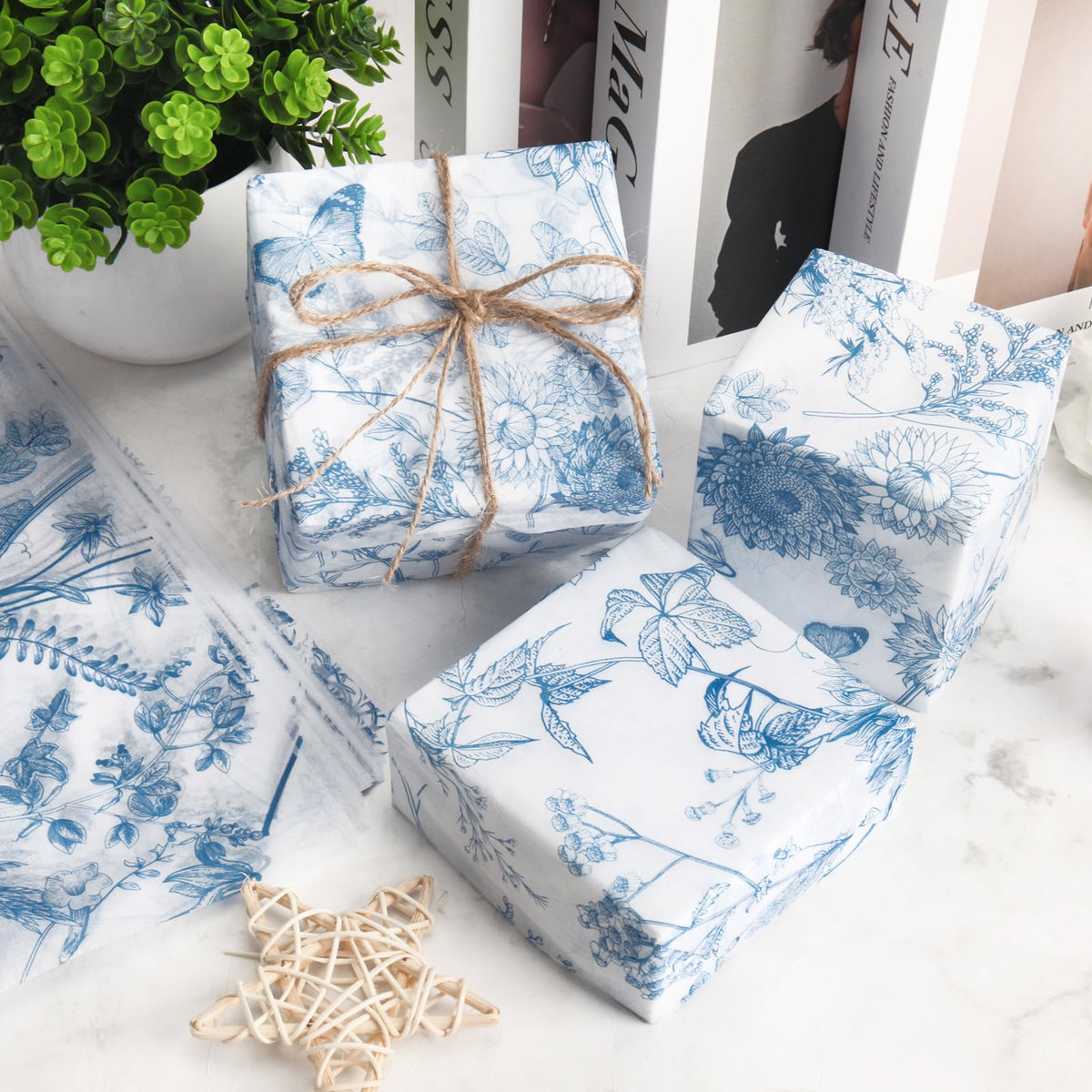 Custom tissue paper with colorful floral print, designed for gift wrapping and decoration by Pinlord.com