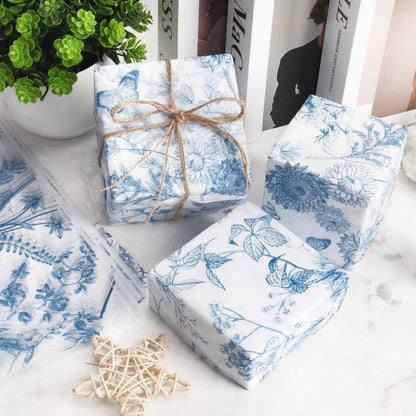Custom tissue paper with colorful floral print, designed for gift wrapping and decoration by Pinlord.com