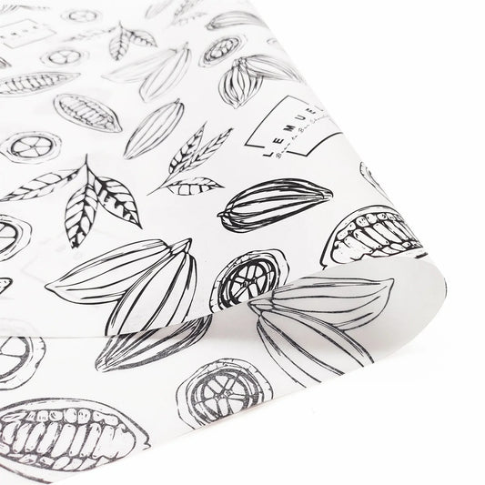 Custom tissue paper design template by Pinlord.com featuring intricate patterns on white tissue paper.