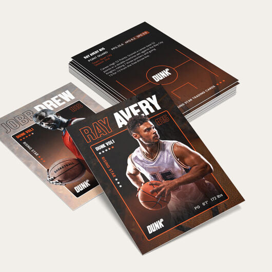 Custom trading cards by Pinlord.com featuring personalized designs, vibrant artwork, and customizable fronts and backs.