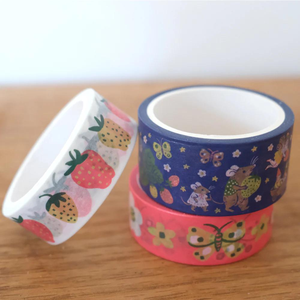 Custom Washi Tape from Pinlord.com featuring colorful, patterned designs on a roll, perfect for crafts and decorating projects.