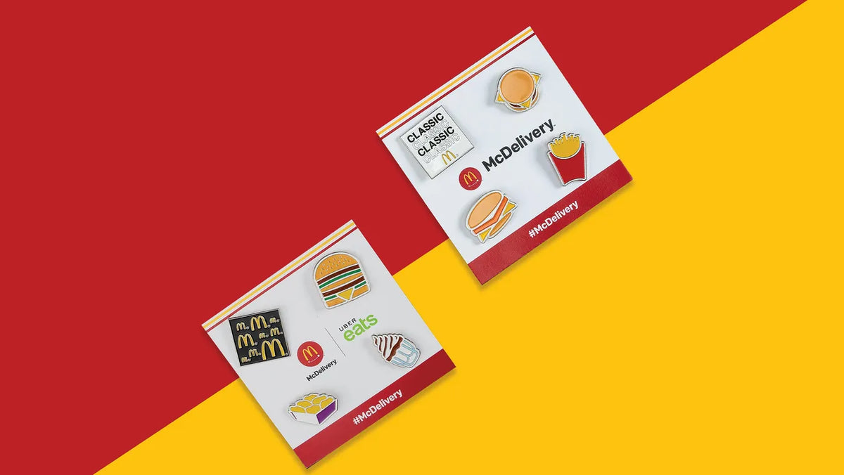 Uber Eats and Pinlord custom merchandise project showcasing branded food delivery experiences and unique promotional items.