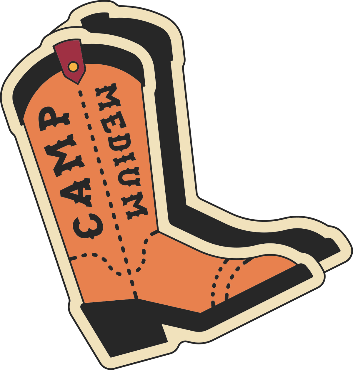 Medium project image featuring custom event merchandise for Camp Medium, displaying branded items and event-themed designs.