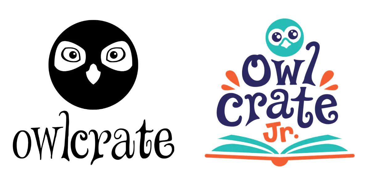 OwlCrate and OwlCrate Jr logos for fantasy subscription box merchandise project