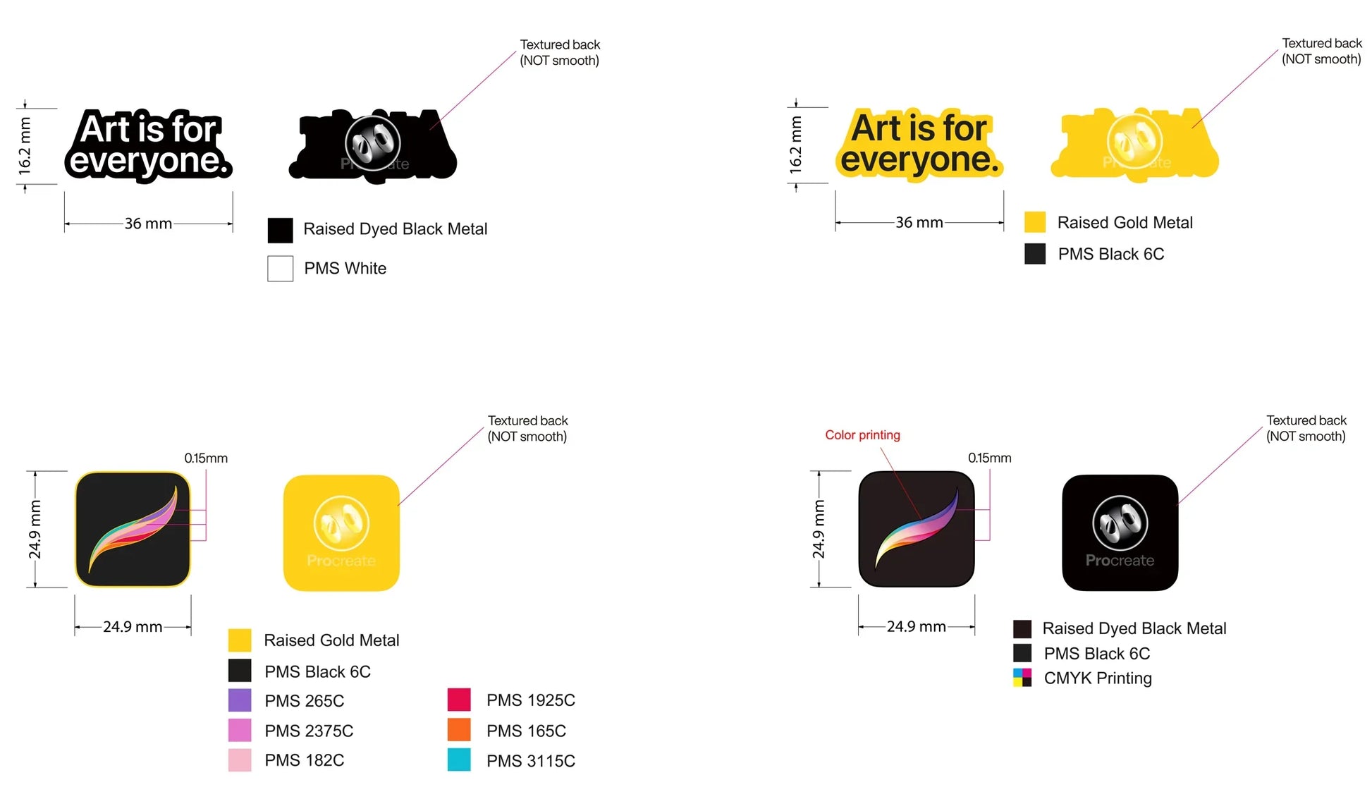 Procreate custom enamel pin production artwork proof by YourStuffMade.com
